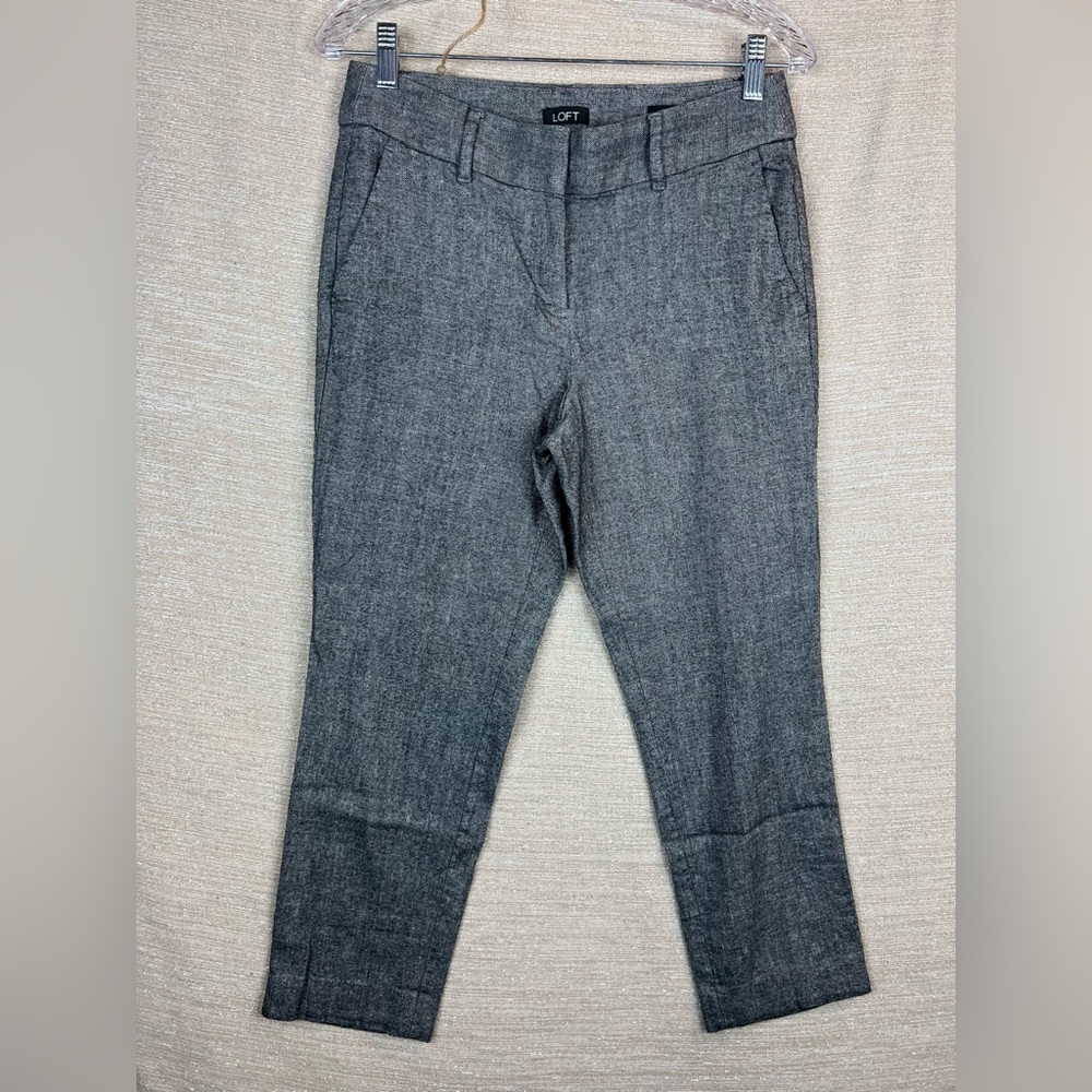 Loft Julie Trouser Size 4 Ankle Linen Blend Mid Rise Career Trouser Pants